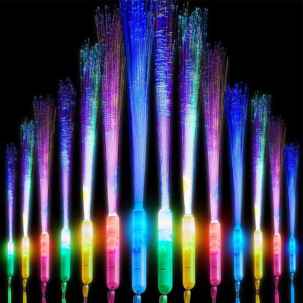 

1/5pcs LED Light Up Fiber Optic Wands Glow Sticks Flashing Bracelets Concerts Rave Party Birthday Favors Color Changing Light