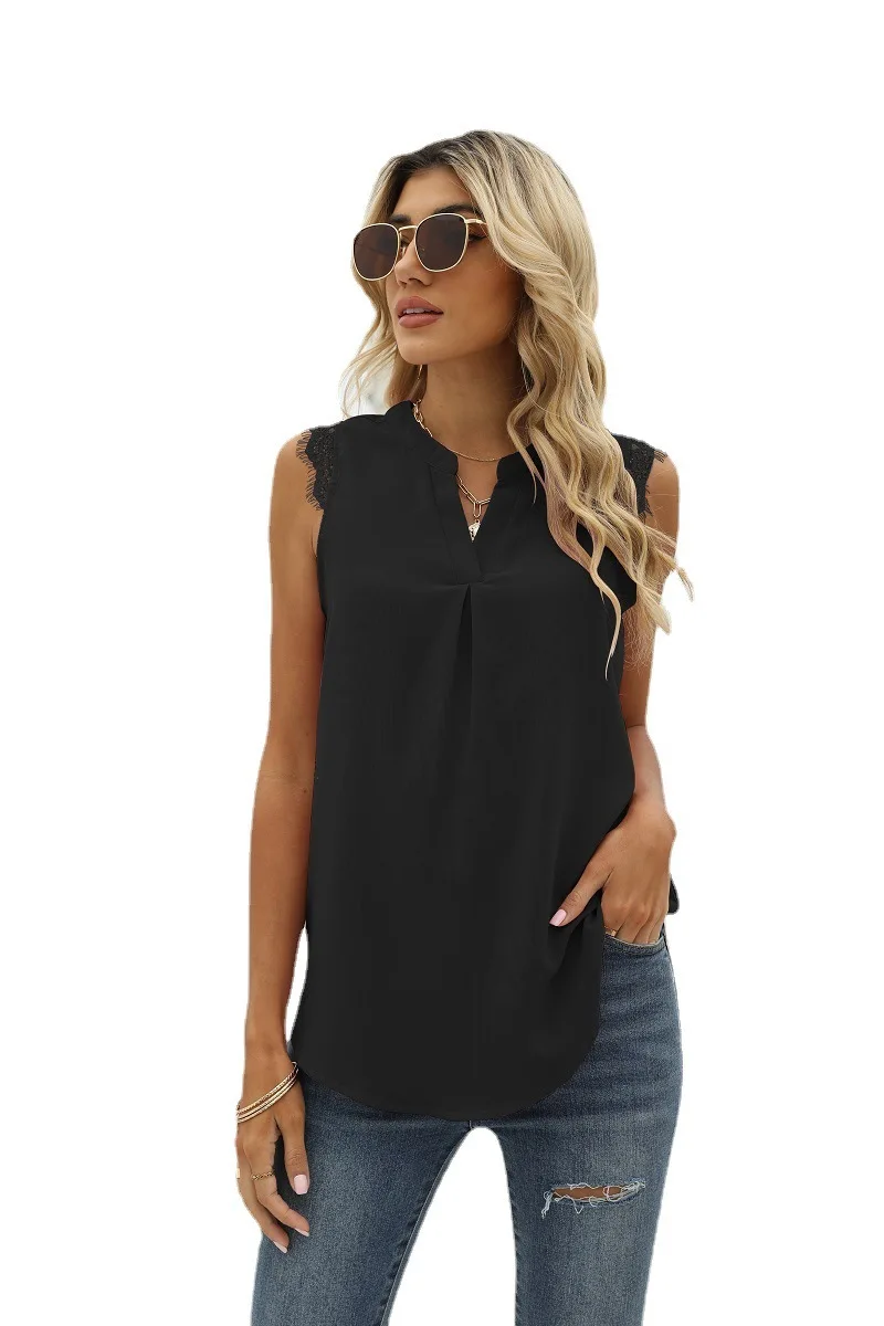 T-shirt Women's Summer New Solid Color Loose V-neck Jacquard Sleeveless Casual Vest Top corset t shirt