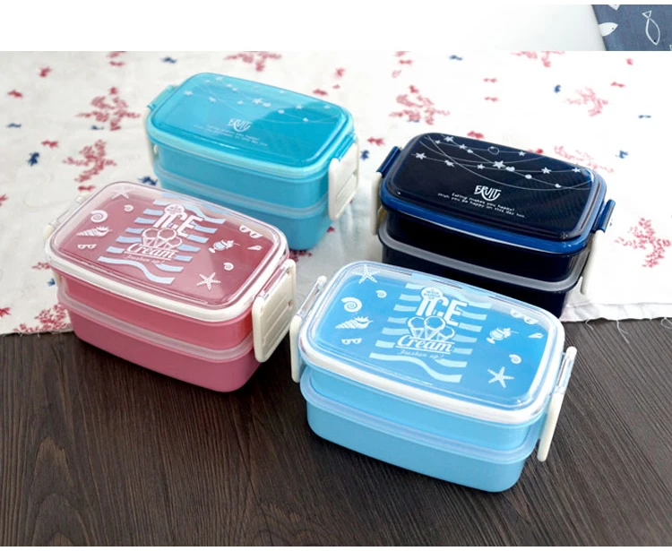 800ml Doppel-Schicht Mikrowelle Bento Box Fitness Lunch Box Nette Kinder Student Frühstück Box Snack Obst Lebensmittel Lagerung container – Detail 2
