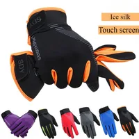 Cycling Ice Silk Gloves Women Men Full Finger Outdoor Sports Running Gym Exercise Thin Breathable Touch Screen Mountaineering 1
