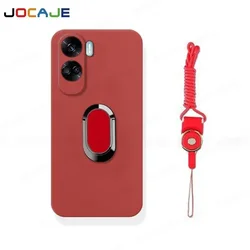 Magnetic Ring Stand Holder Lanyard Silicone Phone Case - Soft Back Cover for Xiaomi POCO and Redmi Turbo (SZ Red)