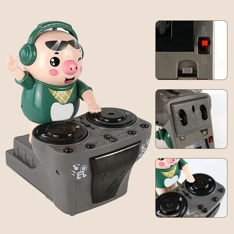 Cartoon DJ Rock Pig Electric Toys with Music and Light Children's Dancing Rock DJ  Dolls Disc Music Toys for Baby Kids Birthday 6