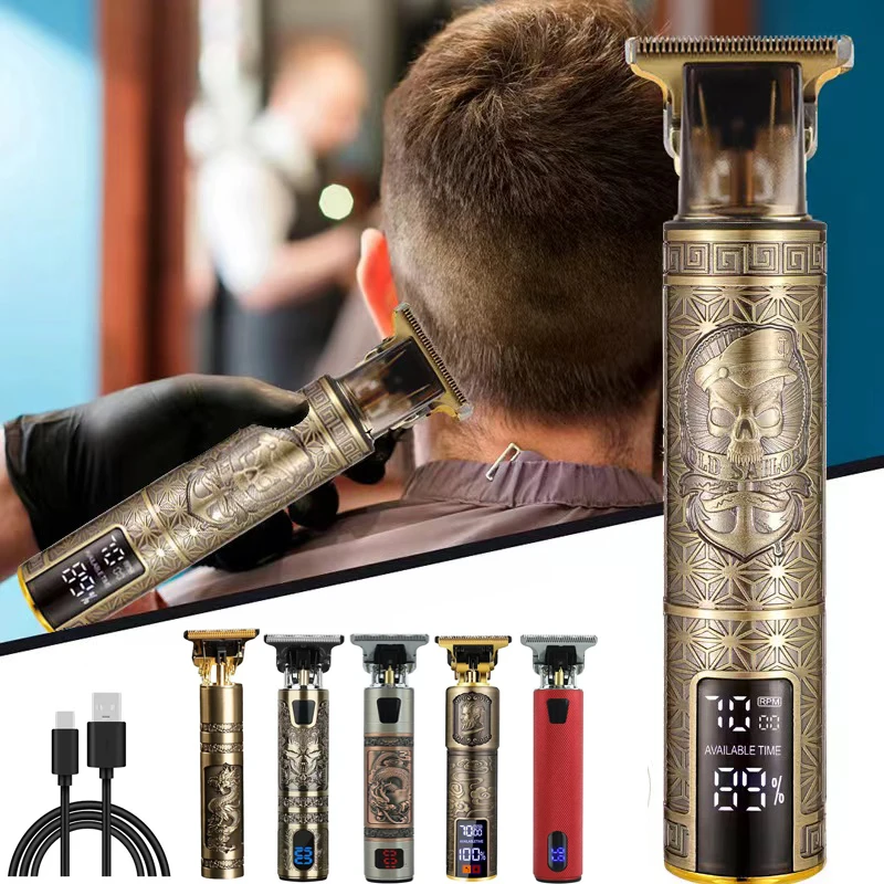 

T9 Professional Electric Hair Clipper Trimmer Razor Men's Retro Style Barber Shaver Carving Oil Head Scissors Beard Trimmer