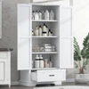 Tall Bathroom Storage Cabinet, Cabinet With Two Doors And One Drawer, Adjustable Shelf, MDF Board, White 2