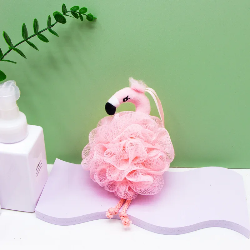 Flamingo Kids Bath Ball Pink Cute Bath Brushes Girls Rubbing Bathing Bubble Adult Children Flower Ball