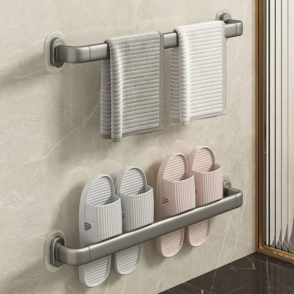 Towel Rack Towel Holder 26/46cm Space Aluminum Towel Rack Wall Mount Clothes Holder Storage Shelf Bathroom Towel Hanger Holder Bathroom Hardware