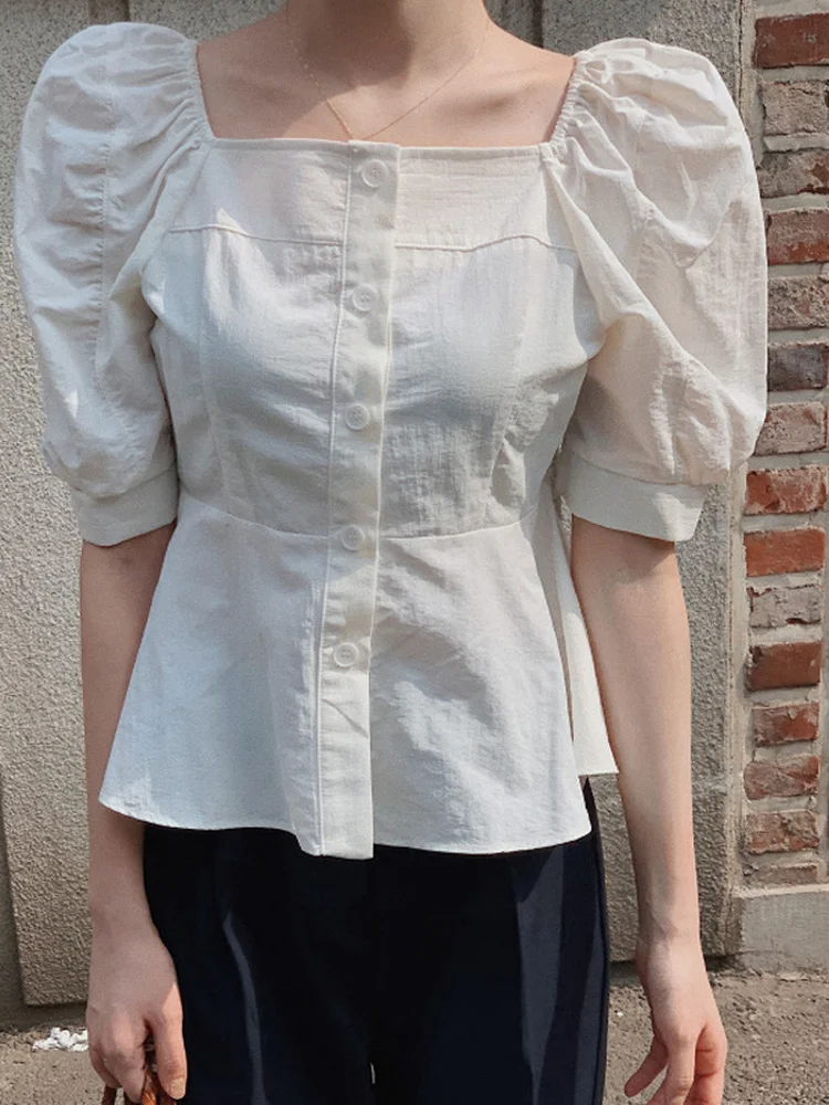 forme 2025 Puff Sleeve Blouse ホワイト 東原亜希 FORME 2025 SPRING PUFF SLEEVE BLOUSE