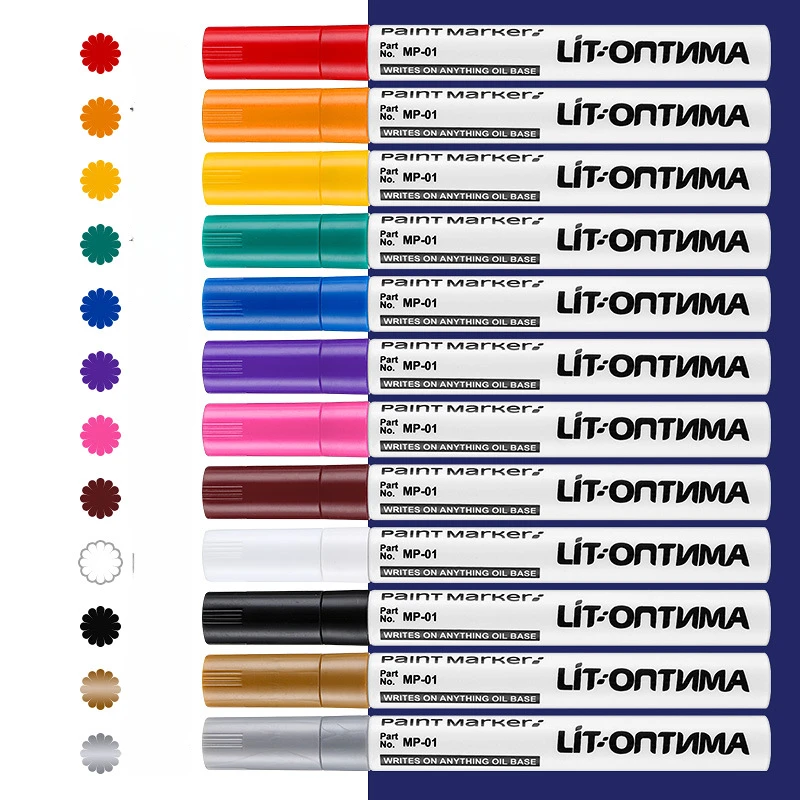 1 Pcs Colorful Permanent Paint Marker Waterproof White Markers 12 Colors Tire Tread Rubber Fabric Metal