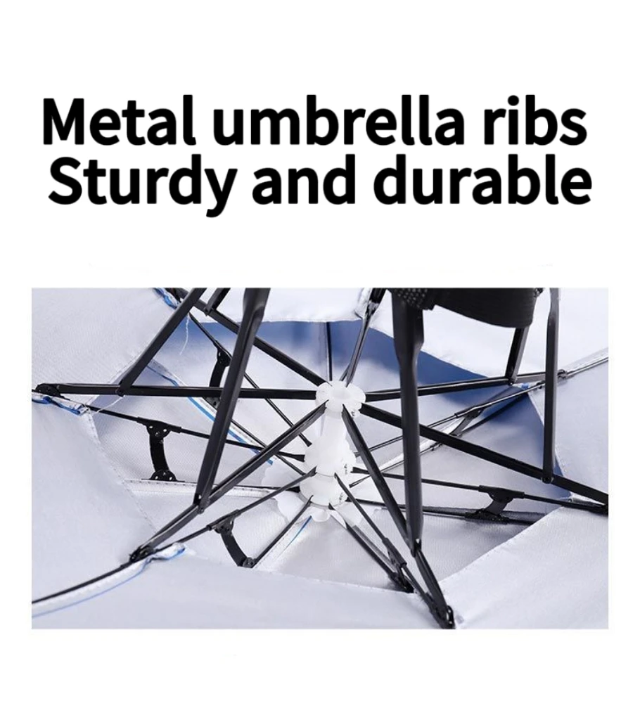 Fishing Umbrella Portable Folding Double-layer Windproof UV-proof Head-mounted Sunshade Hat Camping Shade Umbrella Hat