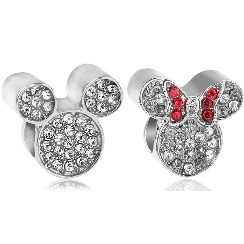 

Fit Pandora Full Clear Crystal Minnie Mouse Charm Pavé Mickey Mouse Beads For Jewelry Making Women Girl Bracelet Accessories DIY