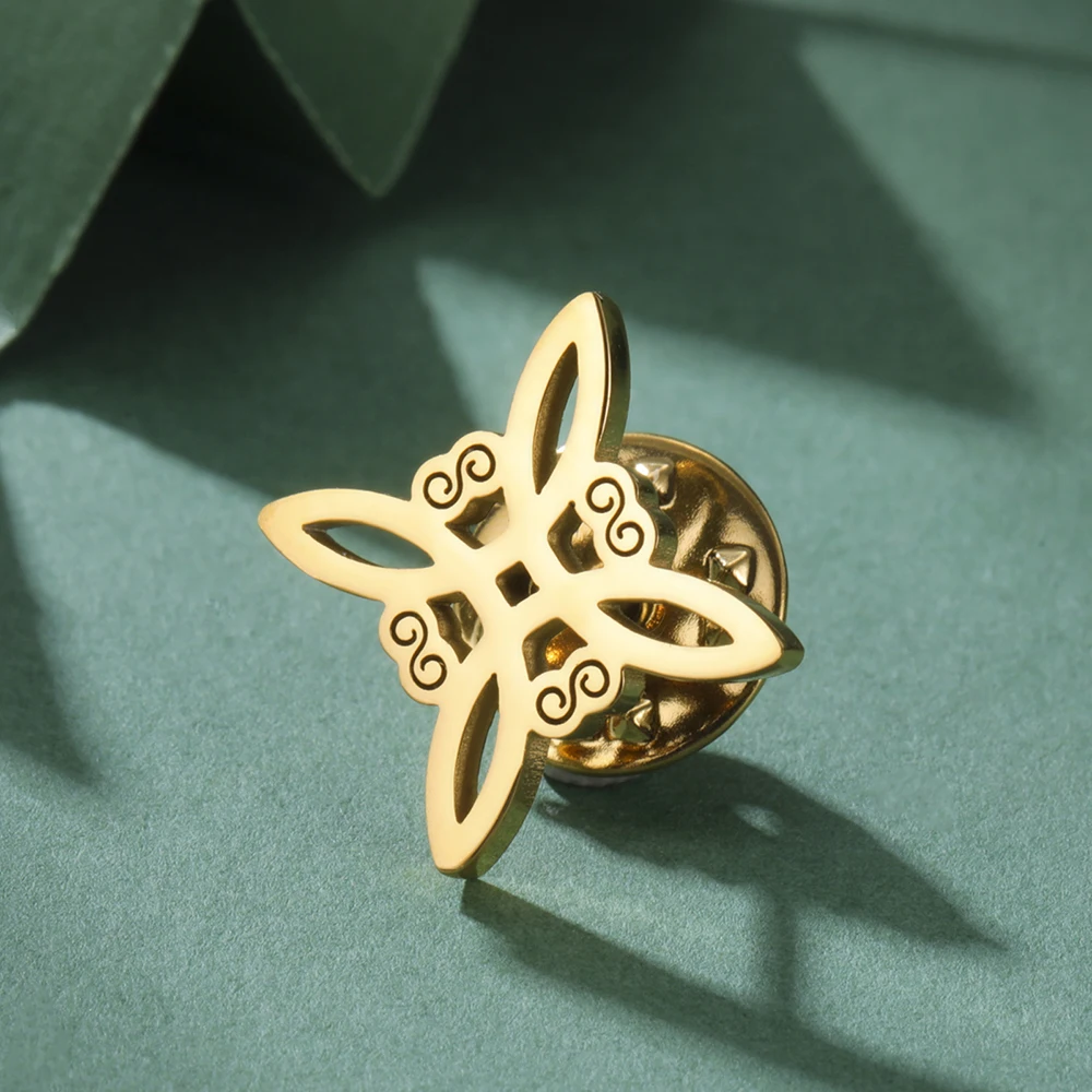Dawapara Hexenknoten-Brosche, Pins, Celtics Trinity-Knoten, Triquetra-Symbol, viel Glück, heilige Geometrie, Wicca-Schmuck, Edelstahl – Detail 21