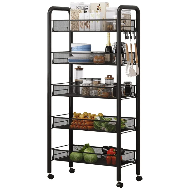 Removable Multi-Layer Kitchen Rack, Floor to Ceiling, Removable Trolley, Home, Bedroom, Snack, Vegetable Basket