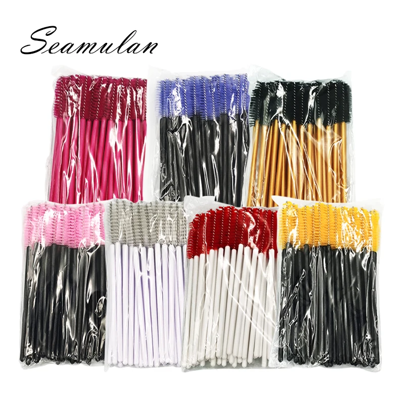 

Eyelash Brush Wands Disposable 50 Pcs makeup brushes Diamond Handle Mascara Wands Eyelash Extension escovinha de cilios