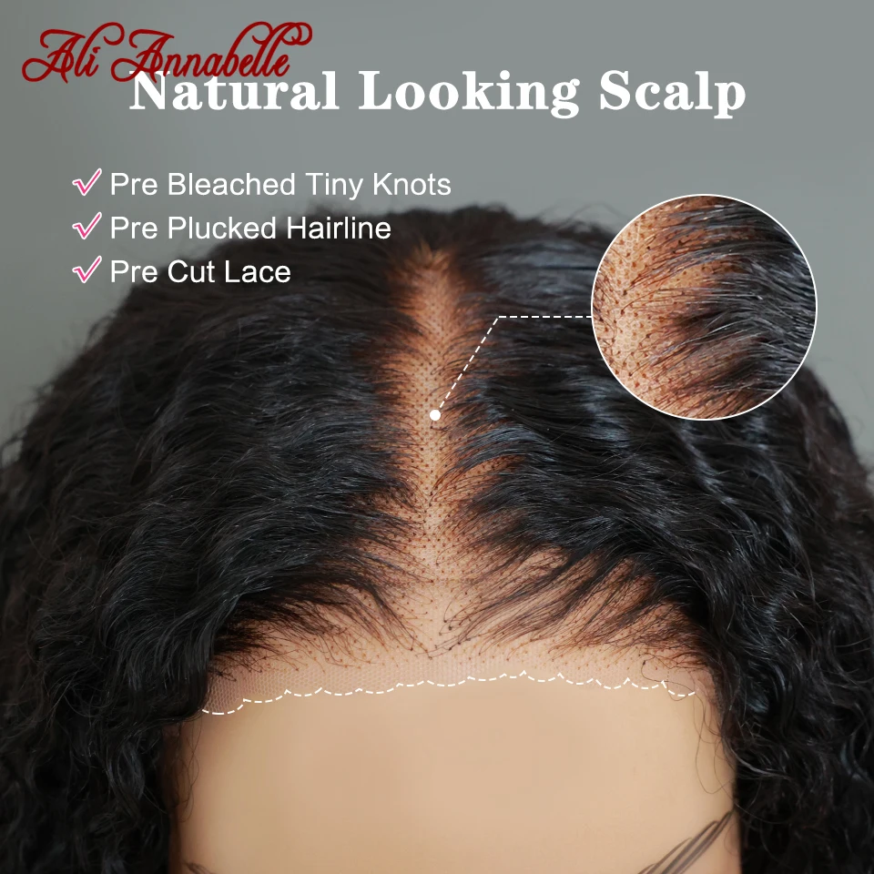 Glueless Wigs Human Hair Pre Bleached Knots 6x4 Pre Cut Lace Natural Hairline Curly Hair Glueless Wig Ready to Wear And Go Wig