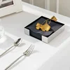 European Stainless Steel Tissue Box Brass Ginkgo Leaf Decor Hotel Table Napkin Holder Afternoon Tea Desktop Tissue Organizer 5
