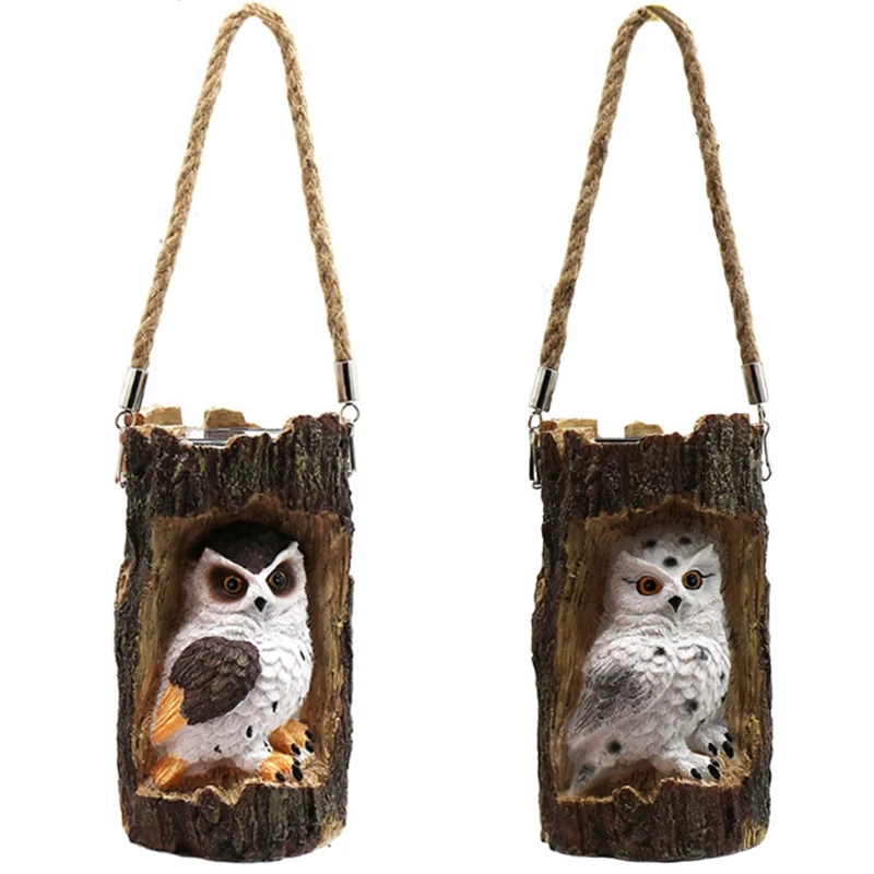 New Products Resin Solar Tree Stump Owl Lawn Night Light Solar Outdoor Light Solar Garden Light
