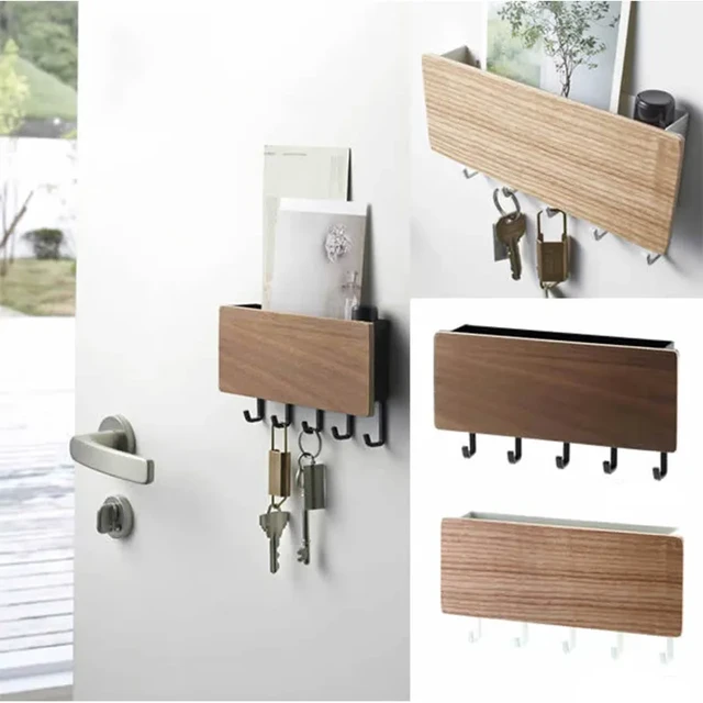 Colgador de llaves de bambú para colgar en la pared, organizador de pared,  perchero rectangular, ganchos para abrigos, decoración del hogar -  AliExpress