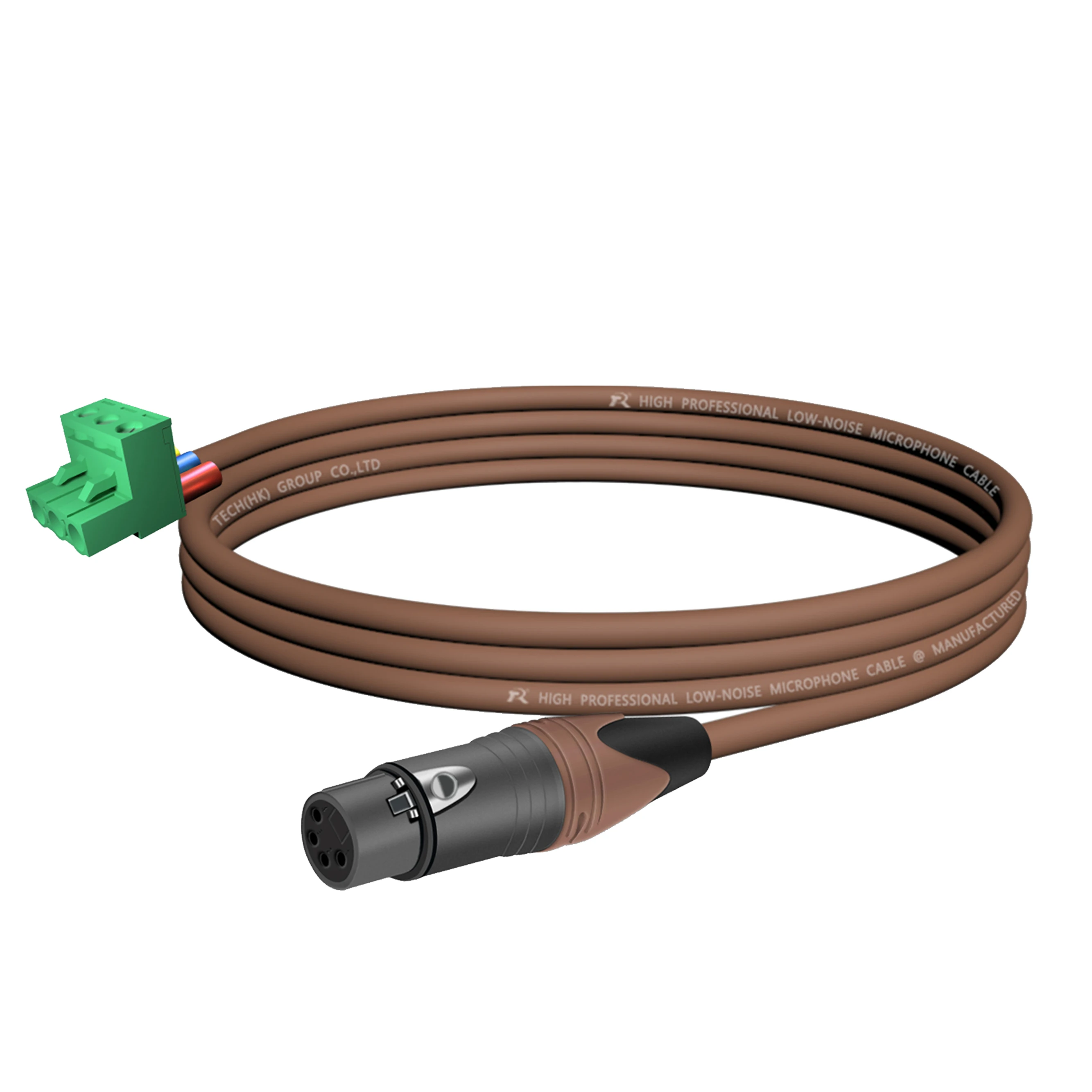 1 Stück Mikrofonkabel mit schwarzem XLR 4-Pin M/F-Stecker, grüner 3-Wege-Leiterplattenklemmenblock, professionelle Audioverbindung für Lautsprechersysteme – Detail 3