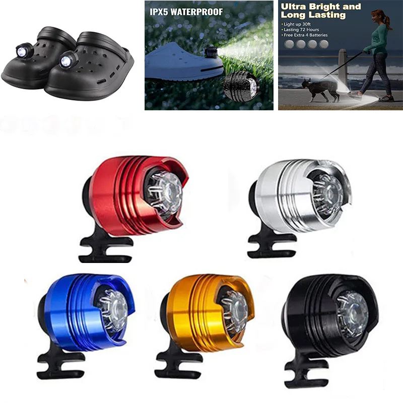 

2Pcs Headlights For Crocs Mini Lights Funny Shoe Accessories Night Footlight Hiking Camping Outdoor Sports Lighting Shoes Decor