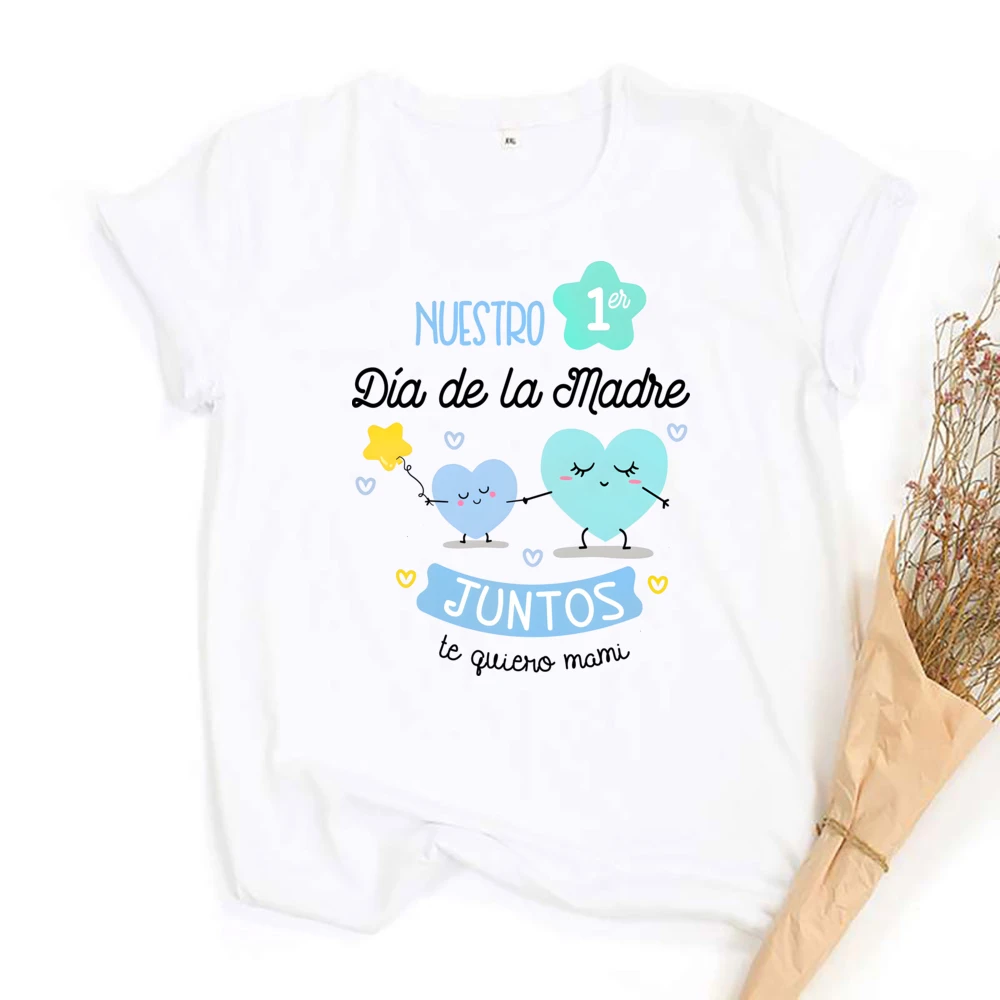 Our First Mother's Day Family Matching Outfit Pattern Print Family Set Short Sleeve Crew Neck Outfits Mothers Day Best Gift 5