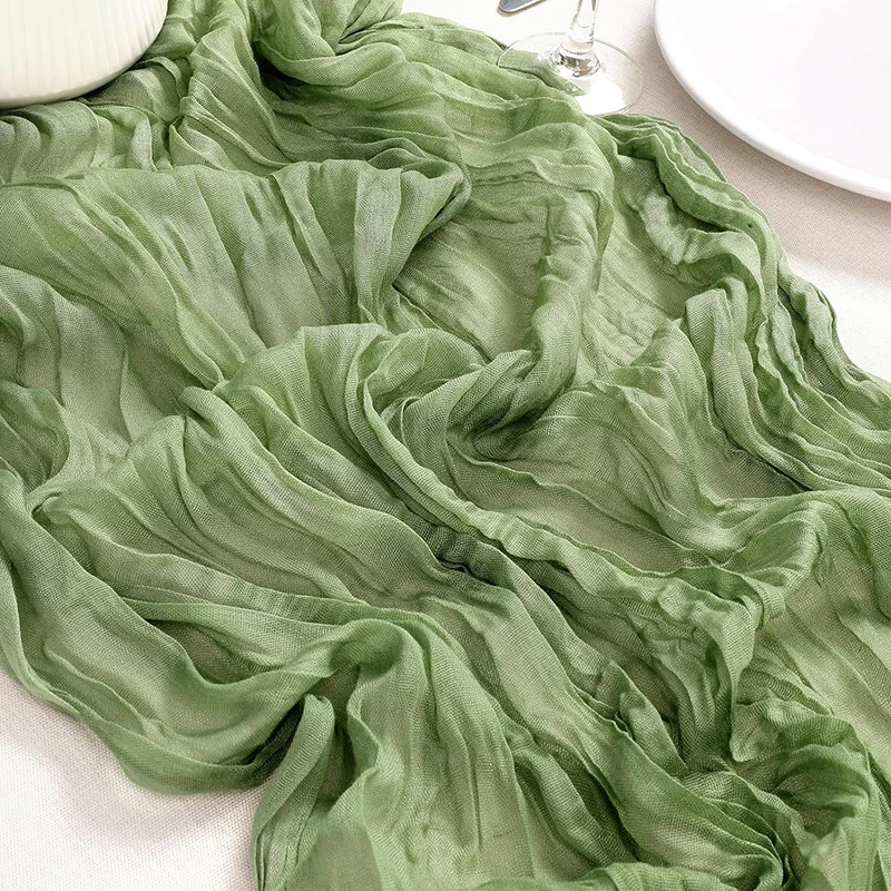Sage Green Cheesecloth Table Runner Boho Gauze Cheese Cloth Sheer Wedding Birthday Party Baby Bridal Shower Backdrop Decorations 3