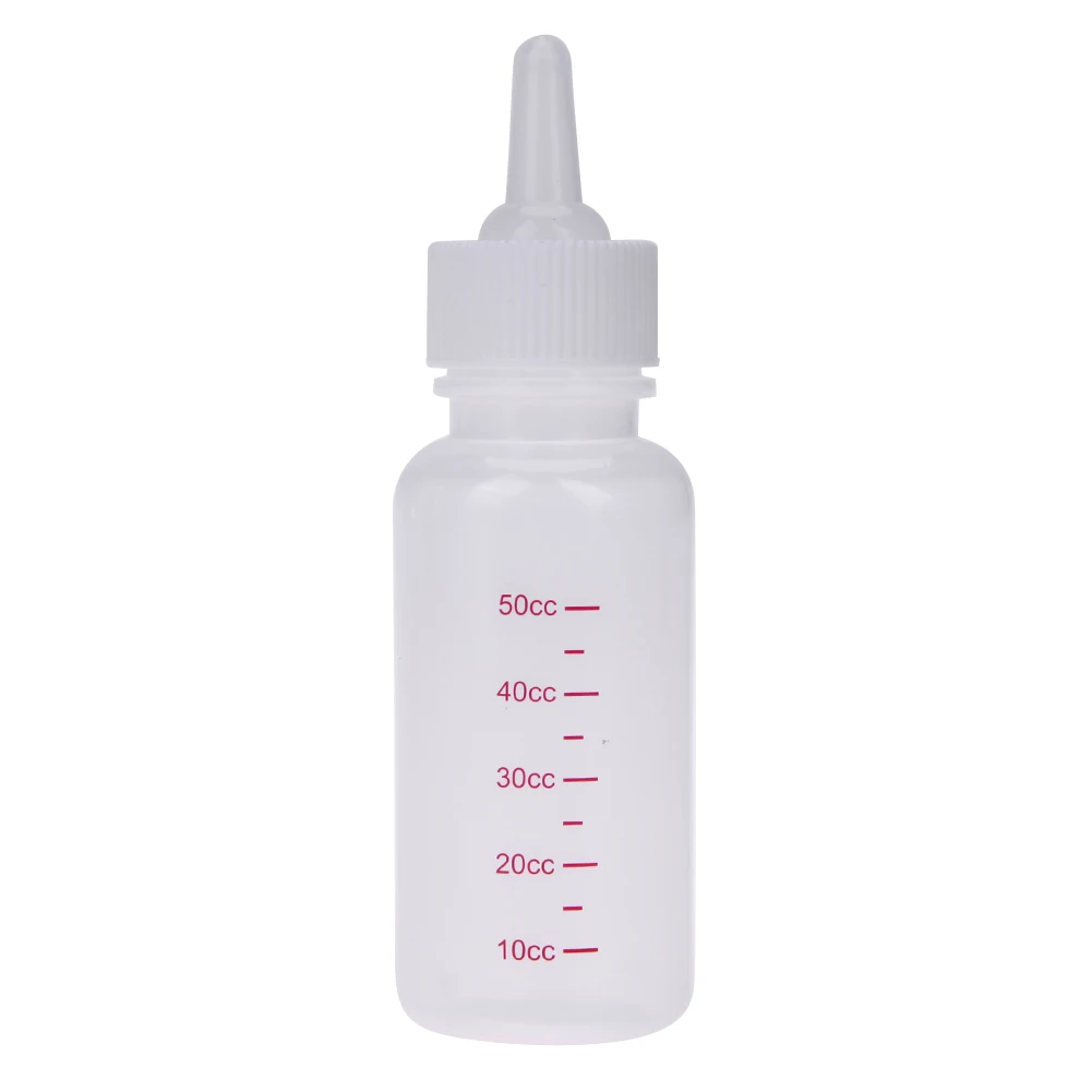 Transparent Newborn Baby Bottle with Cap 50ml Imebaby Baby Feeding Bottle Nipple-Squeezably Eco-friendly for Puppy Little Rabbit