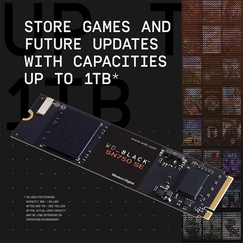 se 1tb 500gb 250g Nvme Unidade de Estado Sólido Interno Gen4 Pcie M.2 2280 até 3600 mb s Ssd Jogo Interno Original wd Preto Sn750 - Imagem 6