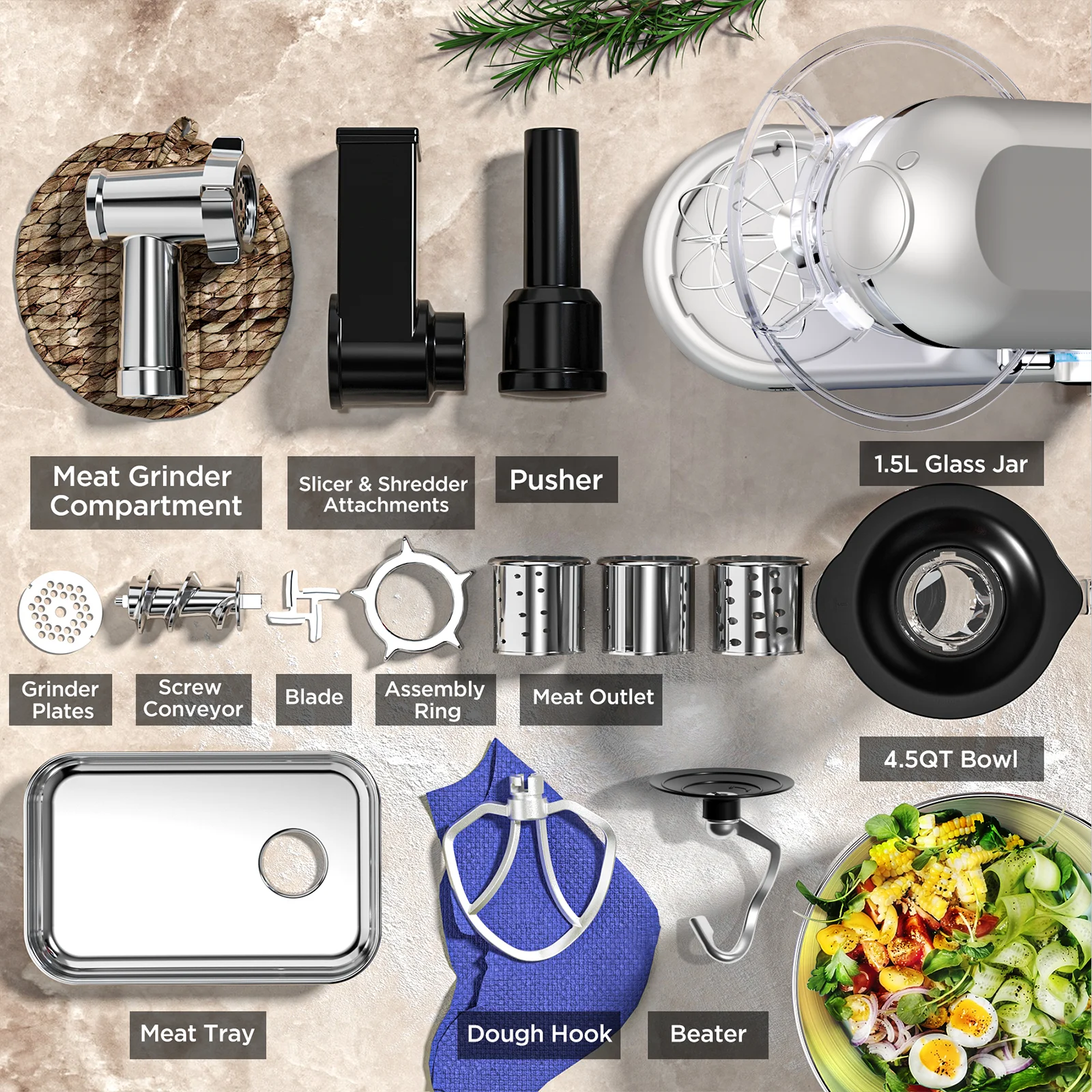 Stand mixer - Home chef machine - Multi-functional blender - 6L capacity - Cross-border fully automatic chef machine - In stock