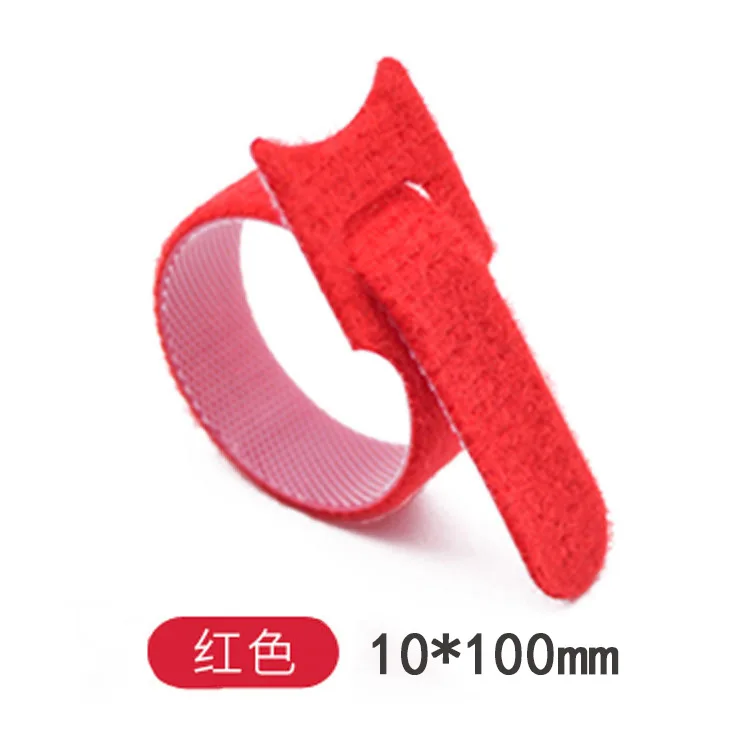 10pcs Reusable Adhesive Fastener Tape T-type Hooks and Loops Fasteners Back To Back Cable Ties Strong Wire Harness Magic Tie 