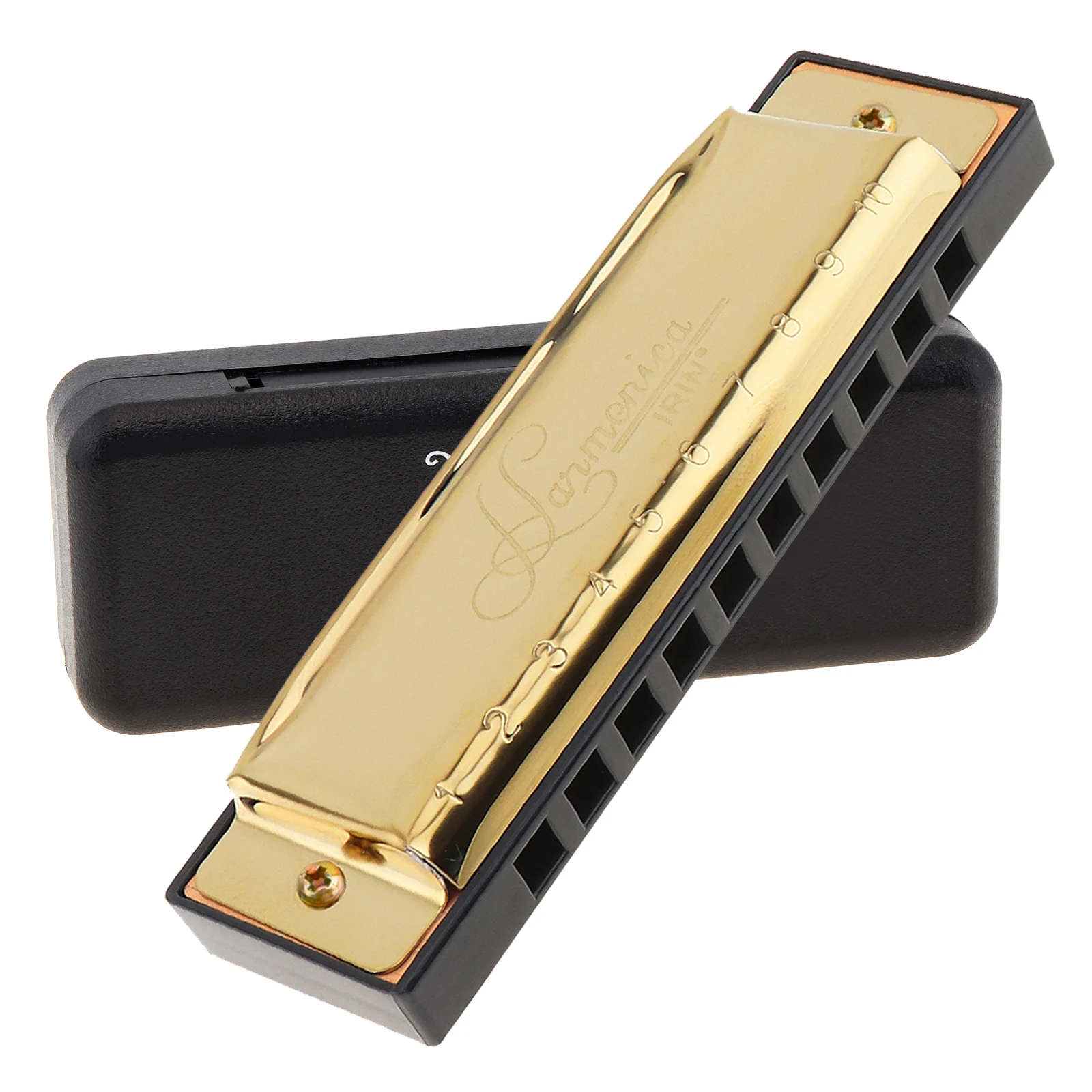 Description Picture 3 of itemSilver / Gold KeyC 10 Hole 20 Tone Blues Harmonica for Professional Player Beginner with Case, Stainless Steel Mouth Organ