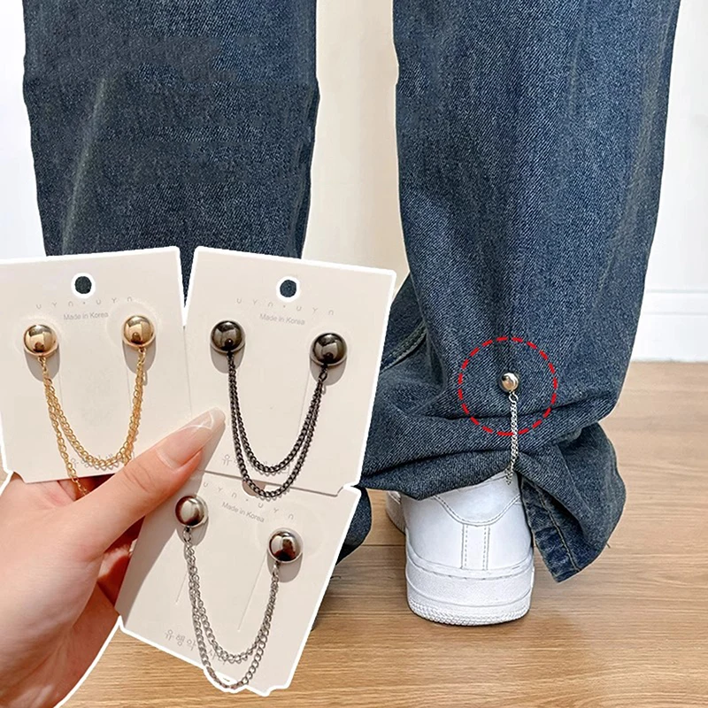 Multi-Function Magnetic Clothing Clip 2pcs With Chain Metal Buttons