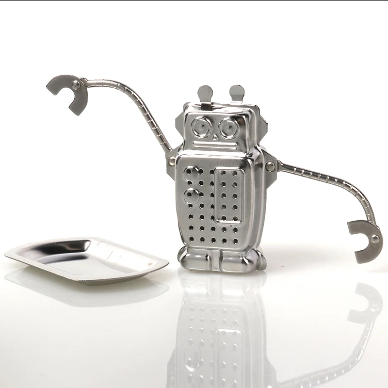 Description Picture 5 of itemTea Infuser Stainless Steel Robot Tea Strainer with Chain and Drip Tray Loose Leaf Tea Infuser for Black Tea Filter Reusable