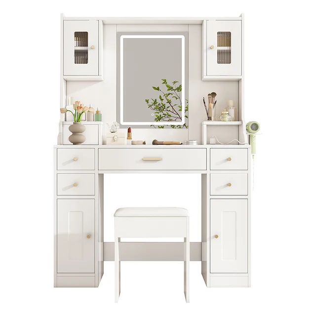 KOMHTOM Large dressing table with adjustable LED lighting and sockets KOMHTOM Large dressing table with adjustable LED lighting and sockets