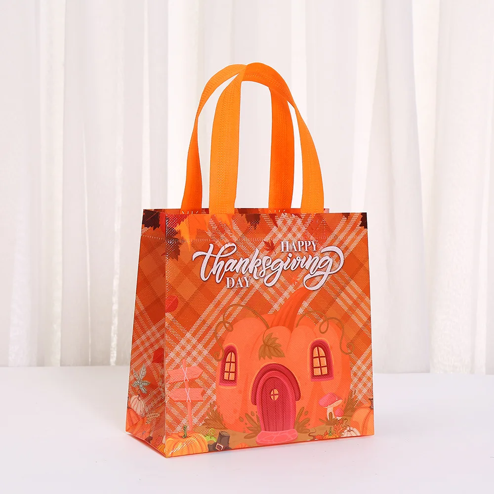 20*20*9cm Thanksgiving Non-Woven Tote Bag For Woman Girls Candy Gift Packaging Bag Party Decor Shopping Bag Home  Storage