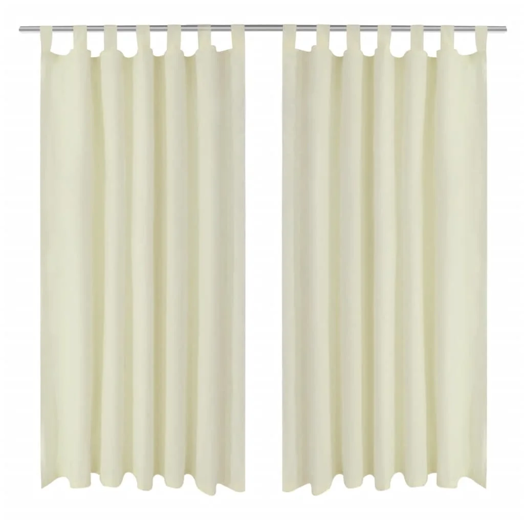 2 Pezzi Micro-Passer-By Curtain Cream Satin 140X245 Cm