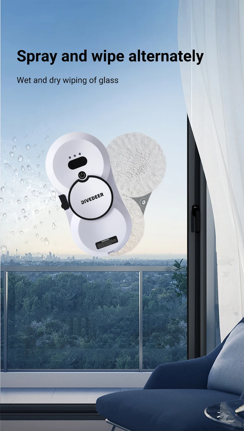 Description Picture 6 of itemDIVEDEER Window Cleaning Robot Large Suction Spray Electric Window Cleaning Robot Anti-fall Remote Control Vacuum Cleaner