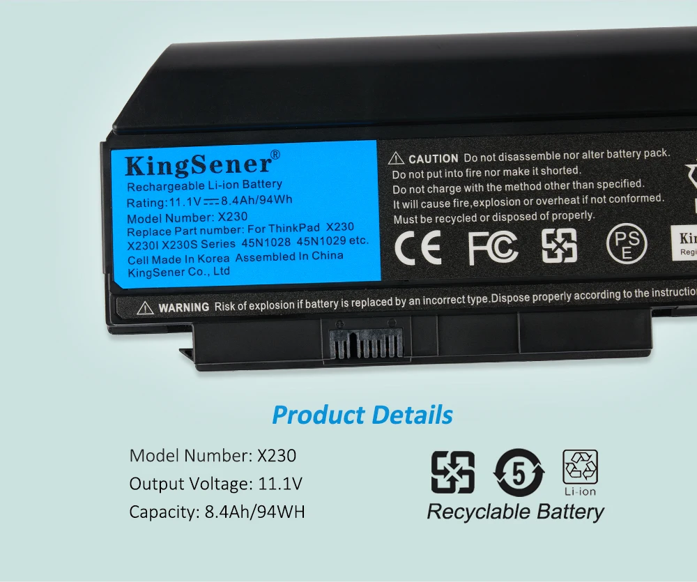KingSener-Bateria do portátil para Lenovo, Thinkpad X230,