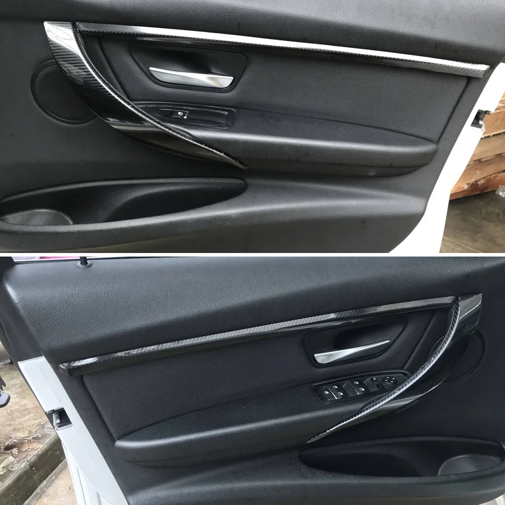 BMW 3 시리즈 F30 2013-2019용 카본 파이버 자동차 필름 인테리어 스티커 센터 콘솔 기어 대시보드 에어 도어 핸들 리프트 패널