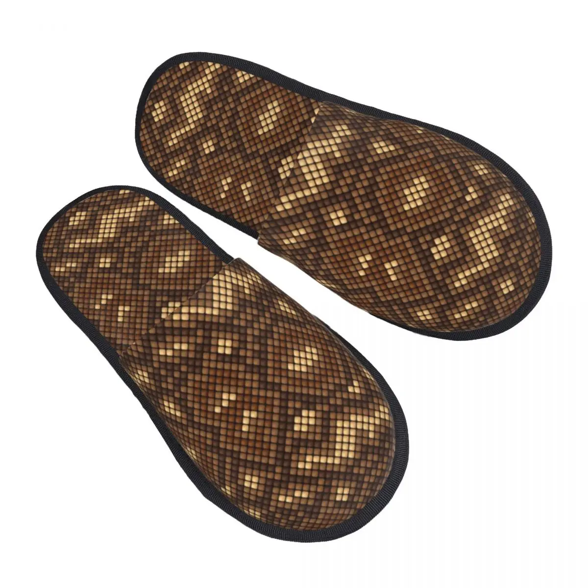 

Winter Warm Women Men Plush Flat Indoor Slippers Snake Texture Print Furry Home Non-slip Shoes