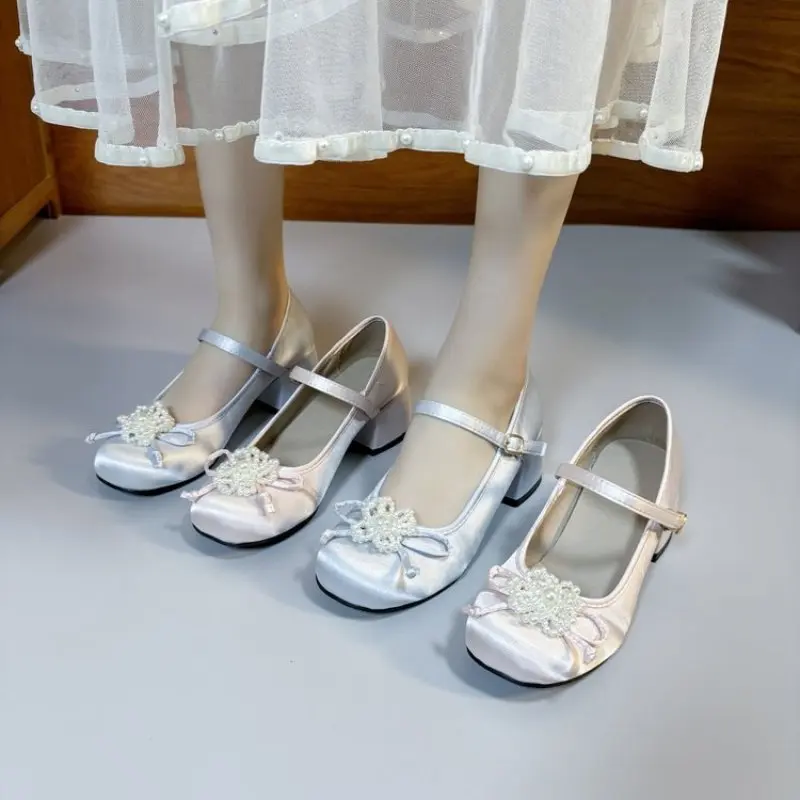 2024 NEW Spring Autumn Shoes Fashion Shallow Round Toe Mid Heel Shoes Ladies Elegant Outdoor Single Pumps Shoes