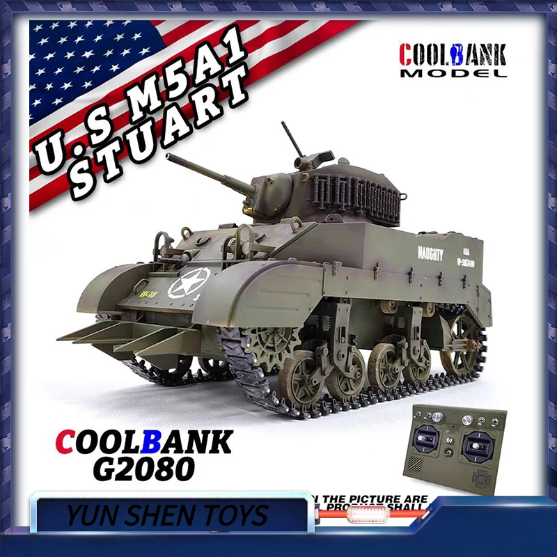 Remote Control Tank Coolbank Stuart M5a1 Electric Remote Control Tank Simulation Military Model Toy 360 &deg; Battery Rotating Children's Toy Gift
