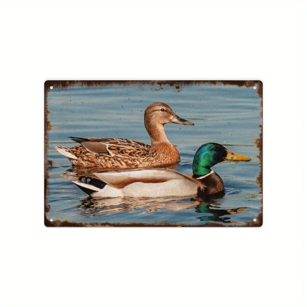 

Vintage Metal Tin Signs, Retro Poster Plaque Duck Wall Art Painting Decor For Home Washroom Living Room, 7.8 X 11.8 Inches
