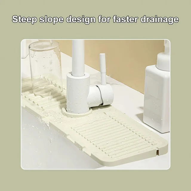 Kitchen Silicone Faucet Splash Mat Sink Splash Catcher Countertop Sink Protectors Mat Draining Pads for Bathroom Kitchen Gadgets 4