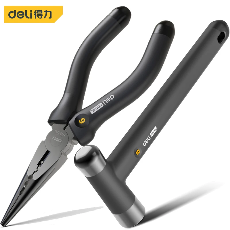 Deli 2Pcs 3m Black Digital Steel Measure Tape Sets High-carbon Steel Material Pliers/hammer/wrench/knife Household Hand Tools
