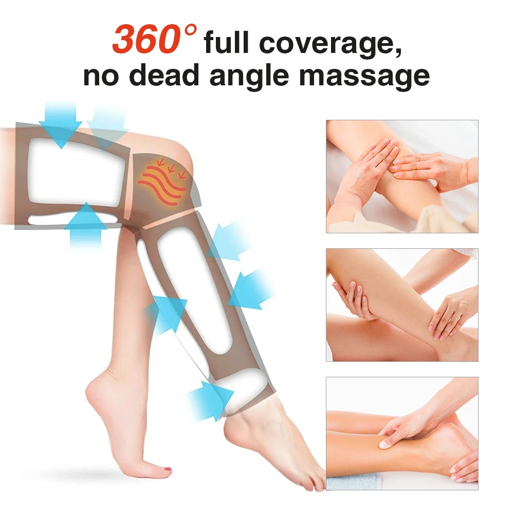 1 Pair Electric Heating Leg Massager Airbags Calf Massage Hot Compress 3 Modes 3 Gears Relax Muscle Fatigue USB Rechargeable 6