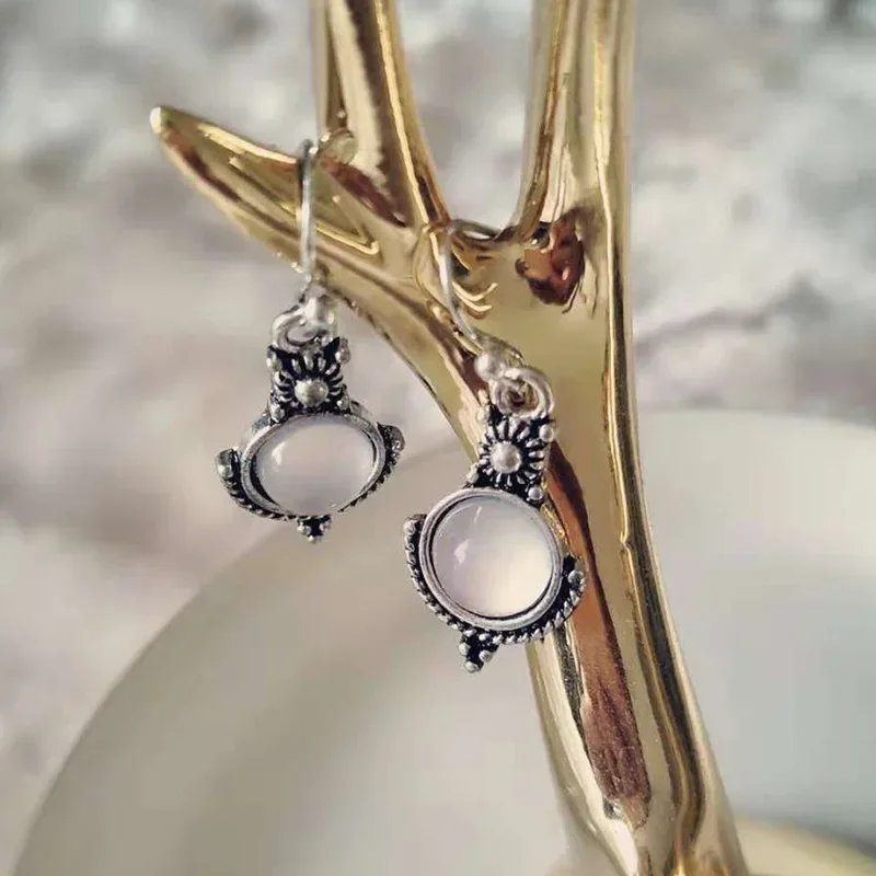 Drop Earrings Delysia King Women Rainbow Moonstone Jewelry Vintage Earrings Ethnic Tribal Antique Eardrop