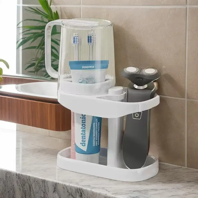 Kit dentale per dormitorio, porta spazzolino, bicchiere per collutorio, contenitore per utensili; tutto l'essenziale per l'igiene orale._voghion.com