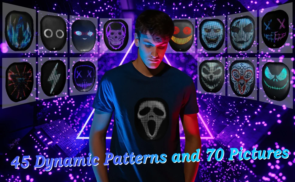 Rgb Light up Bluetooth App Control LED Screen Removable T-Shirts LED Luminous Fa