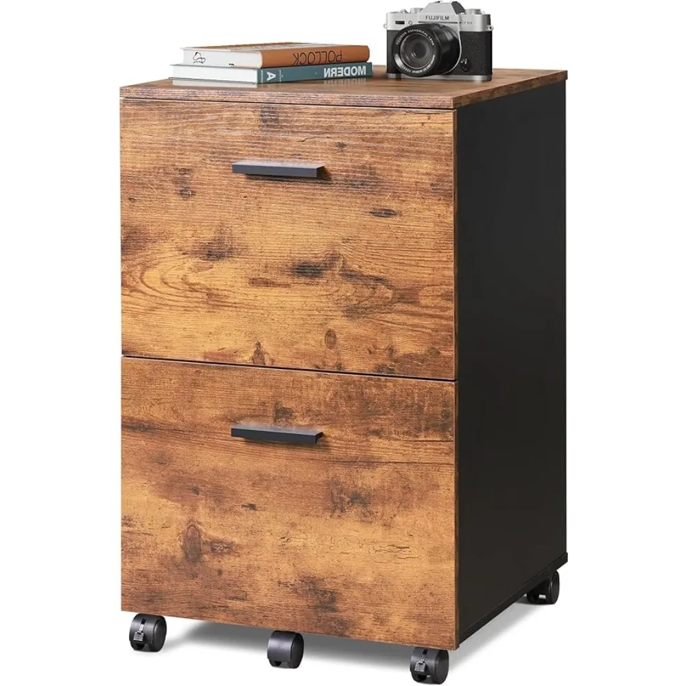 

Wood Filing Cabinet Fits A4 or Letter Size for Home Office 2 Drawer File Cabinet Mobile Printer Stand Rustic Brown Dressers Pc