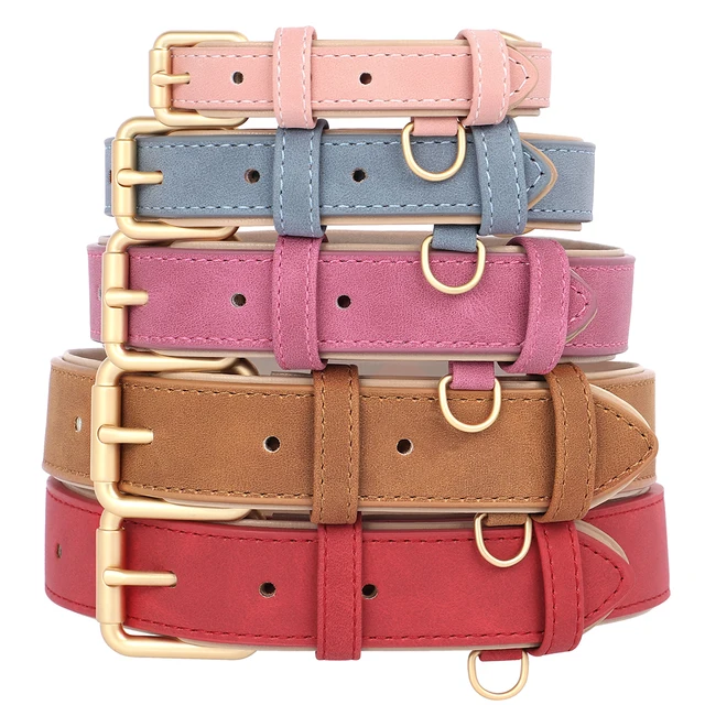 Soft Padded Dog Collar Leash Set PU Leather Pet Dog Collars Necklace With Walking Lead Rope Adjustable For Small Medium Dogs Pug 2